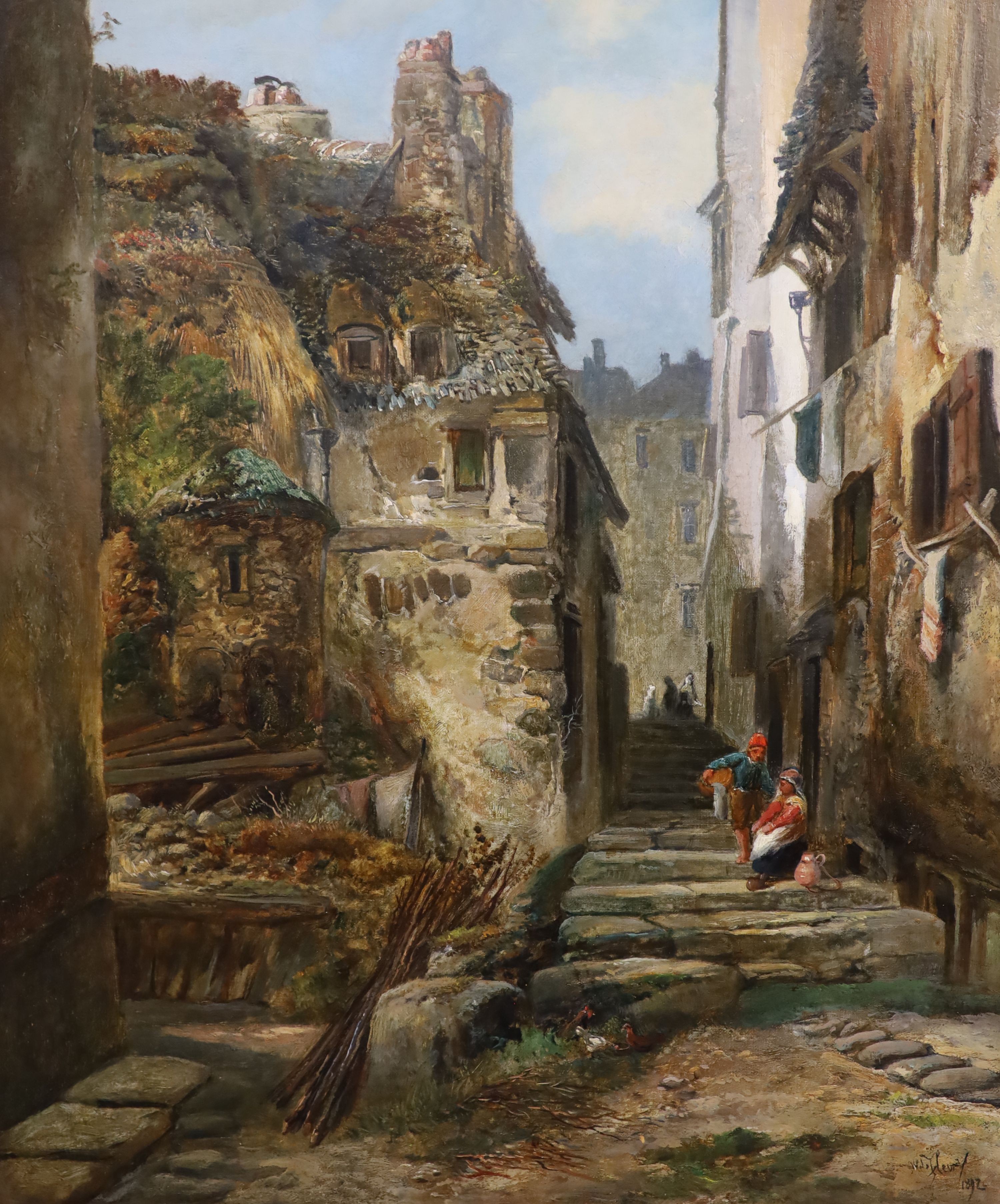 James Vivian de Fleury (1847-1902), French town scenes, Oil on canvas, a pair, 60 x 50cm.